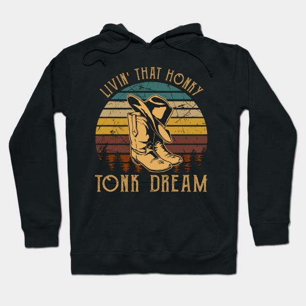 Livin' That Honky Tonk Dream Cowboy Boot Hoodie by Maja Wronska